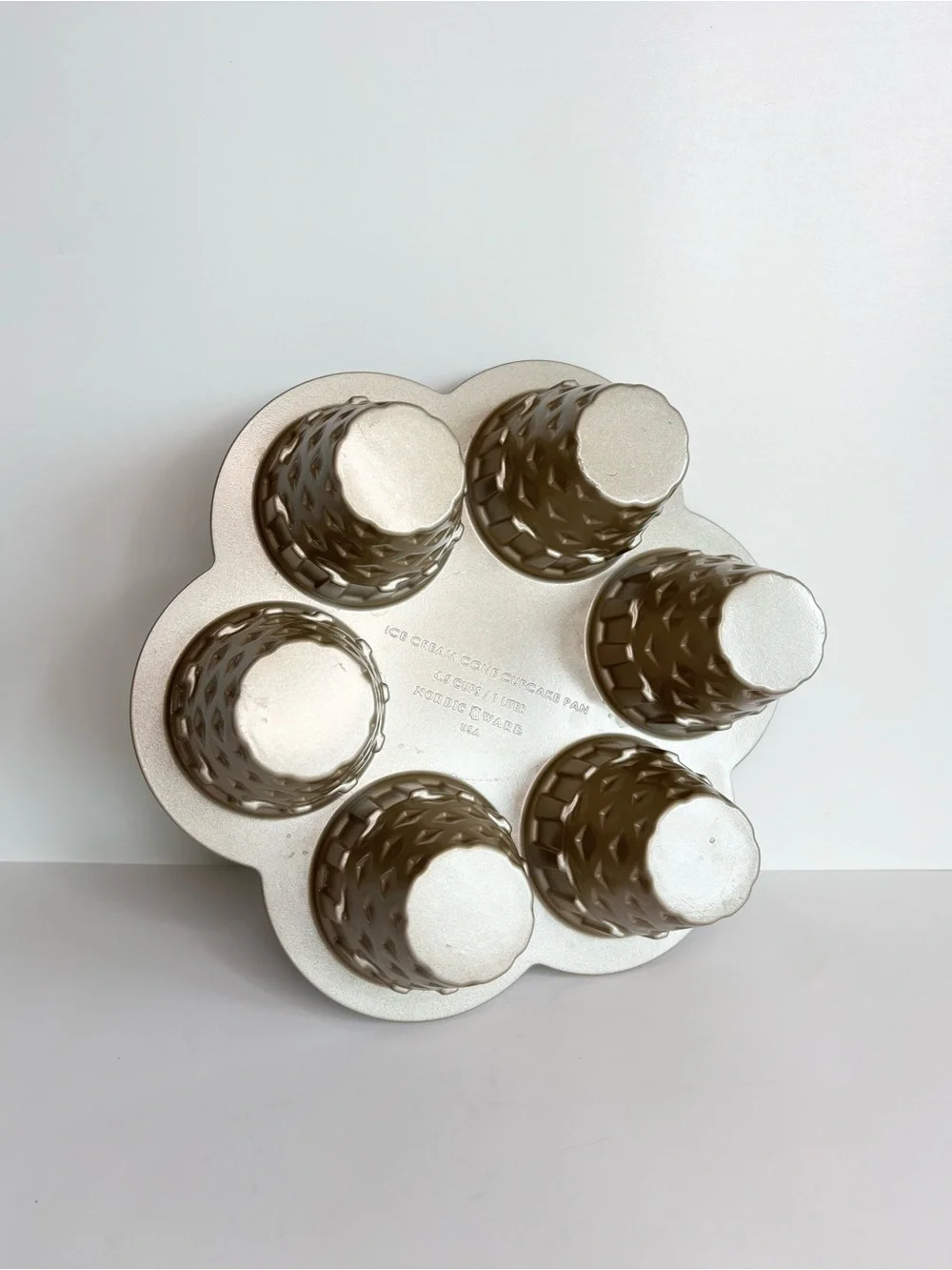 Nordic Ware Ice Cream Cone Cupcake Pan Metallic Champagne